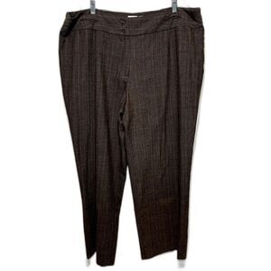 Cato Slacks Trousers Brown Pin Stripe Dress Pants Flat Front Women Plus size 22W